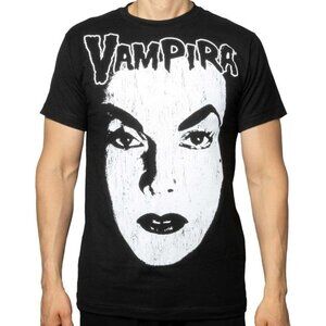 Vampira Black White Fit Face Licensed Shirt Tee Gothic Horror S-M-L-XL-2X-3X NWT